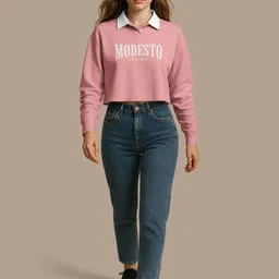 HELLCAT Typography Printed Polo Collar Regular Fit Crop T-shirt image 2