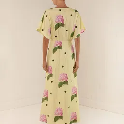 LULU & SKY Women Floral Printed Kimono Sleeve Kaftan Maxi Dress image 2