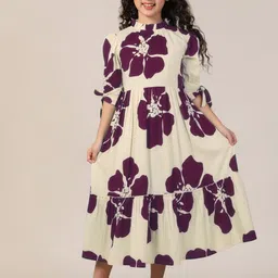 FASHION DREAM Floral Print Puff Sleeve Fit & Flare Midi Dress-image-39