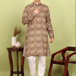 FUBAR Men Ethnic Motifs Printed Regular Pure Cotton Kurta with Pyjamas-picture-12