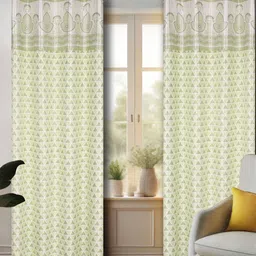 REYANSH DECOR Green Set of 2 Floral Room Darkening Window Curtain-image-16