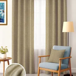 Nefertiti Home Camel Brown 2 Pieces Textured Black Out Door Curtain-image-95