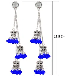 Weariton Women Silver Long Jhumka Earrings image 2