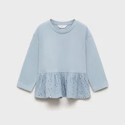 Mango Kids Girls Floral Print Cotton Cinched Waist Pure Cotton Longline Top-picture-36