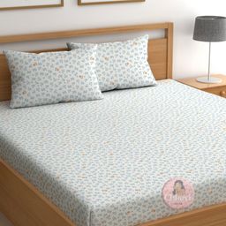 CHHAVI INDIA Blue Floral Printed 210 TC Microfiber King Bedsheet Set 2.75 m x 2.5 m-picture-3