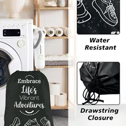 Aura Yellow & Black 8 Pieces Printed Foldable Water Resistant Multi-Utility Laundry Bags image 2
