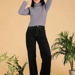 Kotty Women Turtle Neck Crop Pullover-picture-11