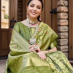 Anouk Rustic Ethnic Motifs Woven Design Banarasi Saree image 5