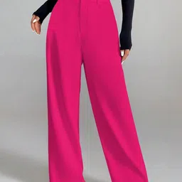 BAESD Women Relaxed Straight Leg High-Rise Non Iron Trousers-picture-32