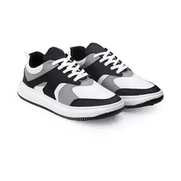 RANFO Men Black & White Synthetic Suede With PVC Sole Sneakers image 2