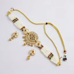 ANTIQUE JEWELLERY Gold-Plated Kundan-Studded & Beaded Jewellery Set-picture-23