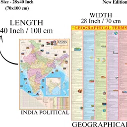 eoimarketing Pack of 2 India Political & Geographical Term Chart Map | 70x100 cm / 28x40 inch | 90 GSM Thick Paper | Extra Quality Print | New Edition with QR Code | SSC, UPSC & Competitive Exams Paper Print Paper Print image 4