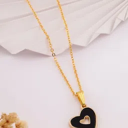 SZN Set Of 2 Gold-Plated Artificial Stones Studded Enamelled Pendants With Chains image 4