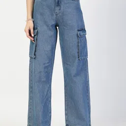 COSMIC TRIO Women Relaxed Straight Leg Loose Fit Cargos Trousers-image-8