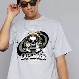 r.code by the roadster life co. R.Code by The Roadster Lifestyle Co. Men Graphic Printed Cotton Relaxed Fit T-shirt image 1