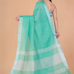 NEGRONI Solid Woven Design Border Zari Saree With An Unstitched Blouse Piece image 5