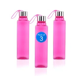 Aura Pink 3 Piece Plastic Solid Water Bottle-1000ML-image-1