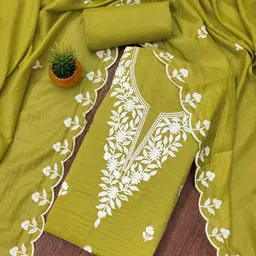 rangtulika ethnics Rangtulika Floral Embroidered Thread Work Unstitched Dress Material-picture-23