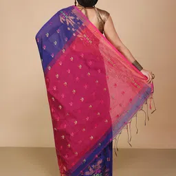 BENGAL HANDLOOM Woven Design Zari Taant Saree image 4