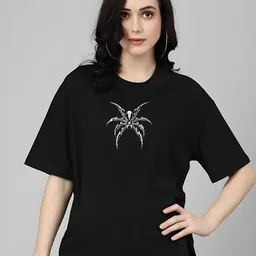 Moda Rapido Women Graphic Printed Round Neck Cotton Oversized T-shirt-picture-13