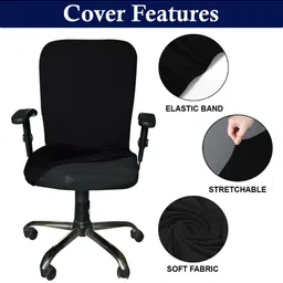 Lazi Set Of 6 Black Anti-Pilling & Stretchable Chair Covers image 4