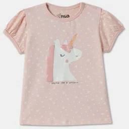 R&B Girls Graphic Printed Cotton T-shirt-picture-49