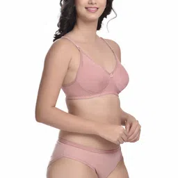 MiEstilo Pack of 3 Lingerie Set of Non-Padded T-Shirt Bra and Hipster Briefs image 2