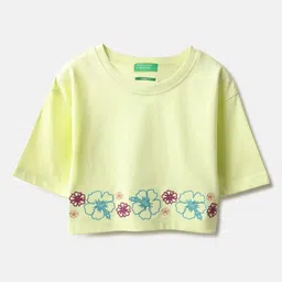 United Colors of Benetton Girls Floral Pure Cotton T-shirt-picture-57