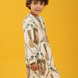 Anthrilo Boys White Pineapple Print Pure Cotton Kurta image 3