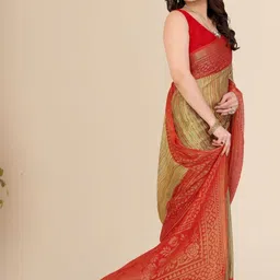 DIVASTRI Ethnic Motifs Pure Chiffon Fusion Saree image 4