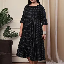 theRebelinme Polka Dot Print Crepe Fit & Flare Midi Dress image 5