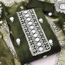 KALINI Floral Embroidered Thread Work Organza Unstitched Dress Material-picture-35