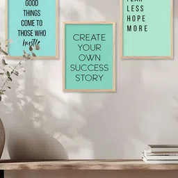 Kotart Brown & Green 3 Pieces Typography Printed Wooden Wall Arts image 2