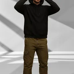 Kotty Men Hooded Solid Ribbed Cotton Pullover Sweatshirt-picture-32