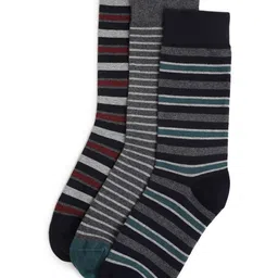 Marks & Spencer Men Pack Of 3 Striped Above Ankle-Length Socks-picture-11
