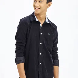 NO MONDAYS Boys Relaxed Spread Collar Solid Cotton Casual Shirt-picture-21