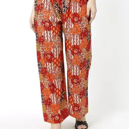 Trendzmy Women Floral Printed Knitted Palazzos-image-50