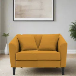 febonic Polon Fabric 1 Seater Sofa In Corn Yellow Colour image 1