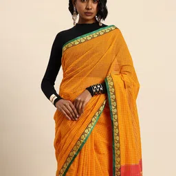 Taavi Checked Pure Cotton Saree-picture-13