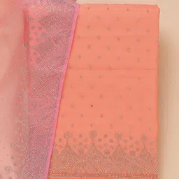 Koskii Ethnic Motifs Stonework Embroidered Unstitched Dress Material image 4