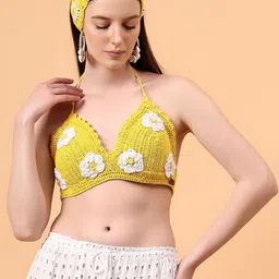 Velvery Halter Neck Cotton Crochet Bralette Crop Top-picture-23