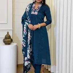 KALINI Women Embroidered Art Silk Kurta Sets With Dupatta image 5