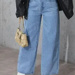 SAKIA Women Jean Wide Leg High-Rise Light Fade Jeans Trendy Wide-Leg Jeans Collection-picture-16