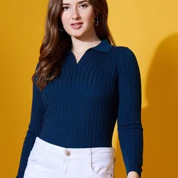 98 Degree North Women Shirt Collar Pullover-image-64