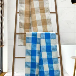 Athom Living Blue & White 2 Printed Cotton 210 GSM Bath Towel-image-54