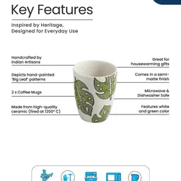 ExclusiveLane White & Green 2 Pieces Printed Ceramic Glossy Mugs image 4
