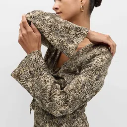 Marks & Spencer Women Animal Printed V-Neck Long Sleeves A-Line Regular Top image 4
