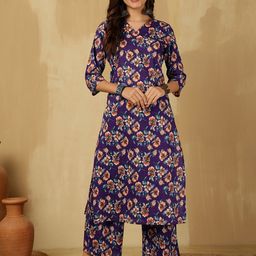 Anouk Rustic Women Floral Printed Regular Pure Cotton Kurta with Palazzos-picture-42