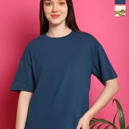 Metronaut Women Pack Of 2 Garfiled Graphic Printed Round Neck Cotton Oversized T-shirts-image-16