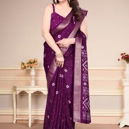SUPERLAXMI Bandhani Zari Border Saree image 5
